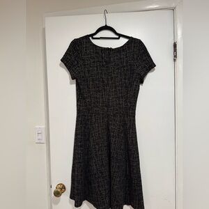 Black and Gold Short Sleeve Midi Dress